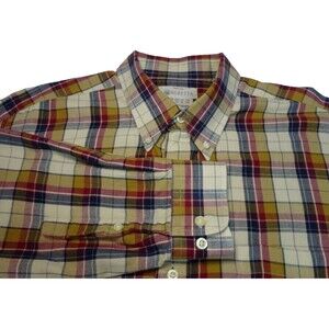 BERETTA Button Down Shirt Long Sleeve Pocket 100% Cotton Plaid Mens XXL